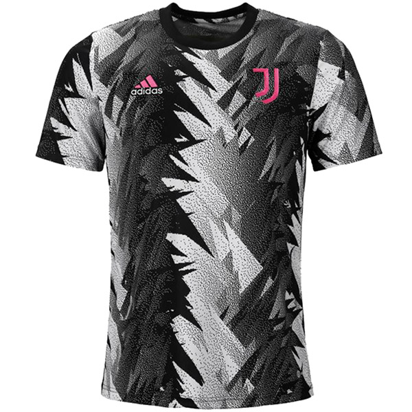 Juventus pre-match training jersey soccer uniform men's black white sportswear football top shirt  2023-2024